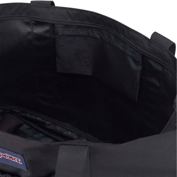 Unisex Black Durable Daily Tote with Spacious Main, Front Drop Pocket, Padded Bo - Picture 5 of 7